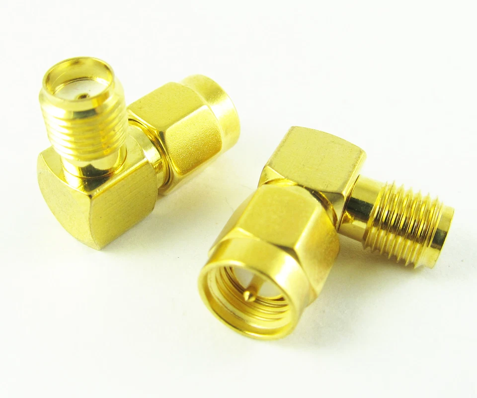 10x SMA Male to SMA Female Right Angle RF Coaxial Adapter Connector Gold Plated - Image 2 of 4
