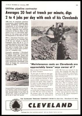 1956 Cleveland Trencher Dogger Excavator-Cleveland OH Vintage trade print ad