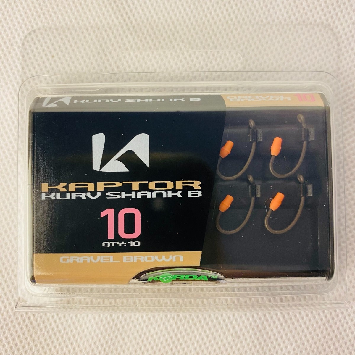 Size 10 Barbless Gravel Brown Korda Kaptor Kurv Shank Hooks Carp Fishing  Tackle