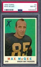 1959 Topps FB #004 PSA 8 Max McGee Rookie 4 Sharp!