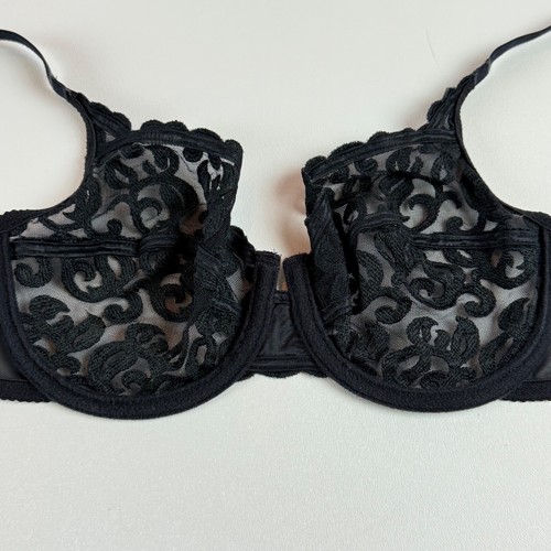 Wacoal 85199 Black Embroidered Arabesque Unlined Underwire Lace Bra 36C - Picture 5 of 10