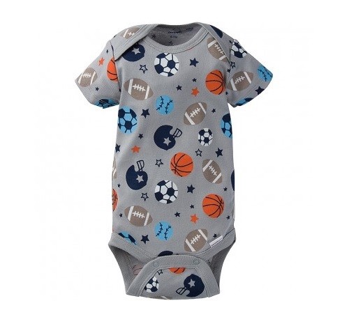 Gerber Baby Boy 1-Piece Gray Sports Onesie Size Newborn - Picture 1 of 2