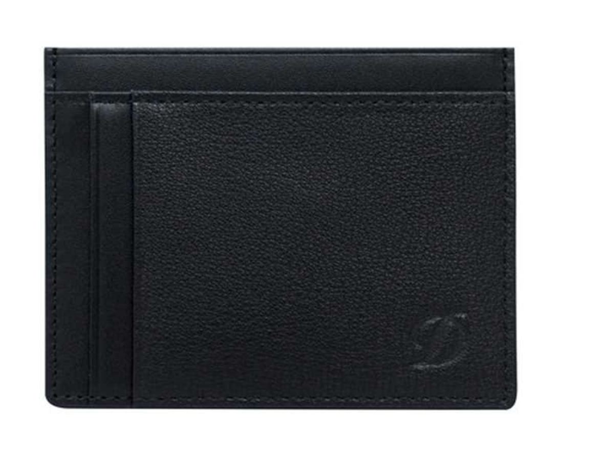 S.T. Dupont Black Grained Leather 5 Slot Card Holder Wallet