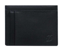 S.T. Dupont Black Grained Leather 5 Slot Card Holder Wallet, 093004 New In Box
