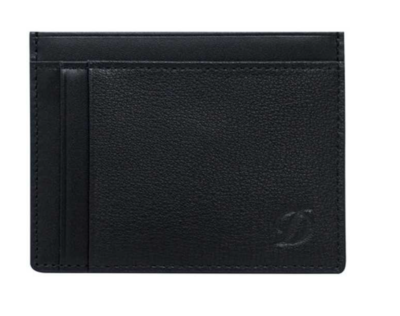 S.T. Dupont Black Grained Leather 5 Slot Card Holder Wallet