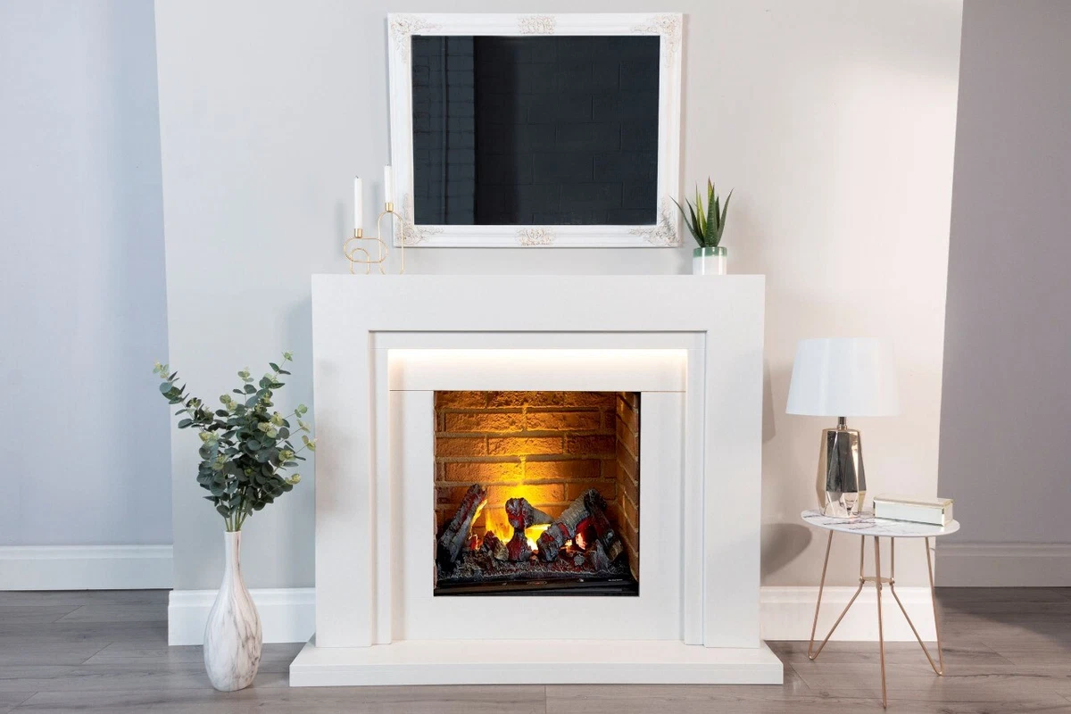 Marble Fireplace Athens 54u0026#034; Dimplex chassis 600 Eclectic Fire Flat  wall Fix | eBay