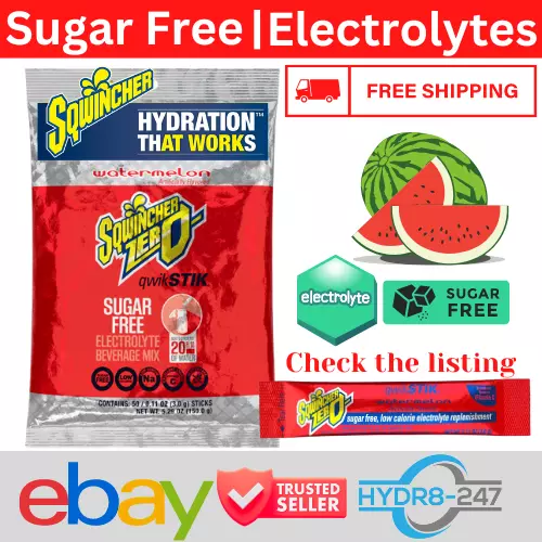 Sqwincher® Qwik Stiks 1x 50x Bag - Watermelon Sugar Free - Picture 1 of 4
