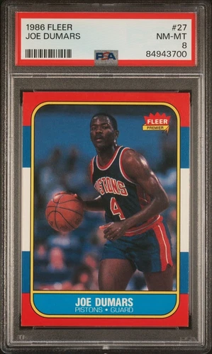 Joe Dumars 1986 Fleer #27 PSA 8 (NM-MT) Rookie RC Detroit Pistons HOF