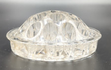Antique Clear Glass Flower Frog Domed 19-Hole Grandmillennial 4.5"