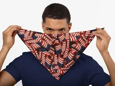 Hav-A-Hank Bandana American Flag 100% Cotton Head Wrap USA Made US Large 21"x21"