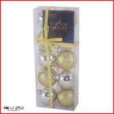 Christmas Tree Decoration 10 Pack 50mm Baubles Silver Gold