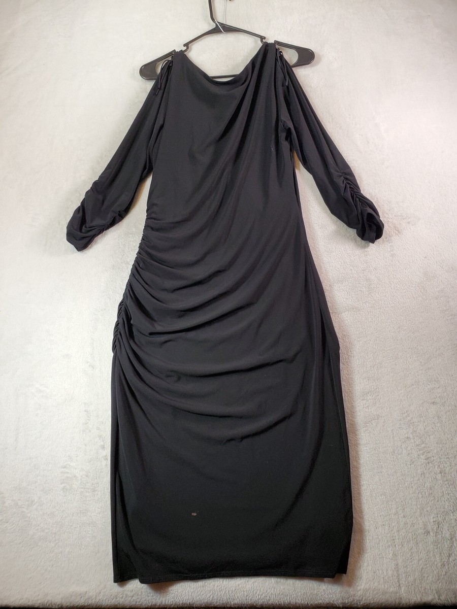Laundry by Shelli Segal Long Maxi Dress Womens Size 12 Black Long Sleeve V  Neck