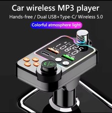 Bluetooth Car FM Transmitter, Fast Charger USB Type C, Mp3 Halloween Gift
