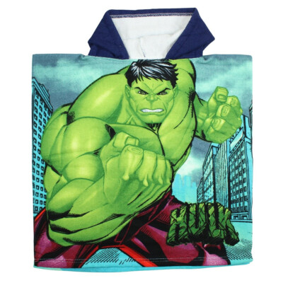 Marvel Avengers HULK IRON MAN Kinder Poncho Badeponcho Kapuze Handtuch 50x100cm