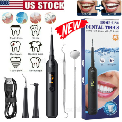 Electric Ultrasonic Dental Tartar Plaque Calculus Tooth Remover Set Kits Cleaner