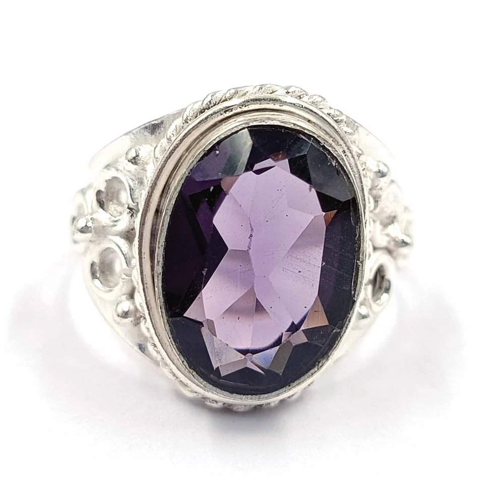 New Sale!! 21-23 Ct Certified Gems Purple Amethyst 925 Sterling Silver Ring JKF - Image 2 of 4