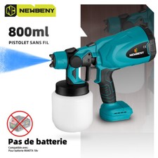 Pistolet à peinture électrique 600W 800ml pour batterie Makita 18V (sans pile)