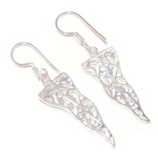 Filigree Design Silver Overly Handmade Modern Artisan Drop Dangle Earrings A3232