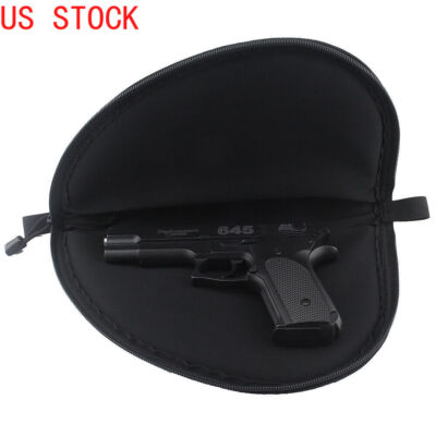 Tactical Black Pistol Soft Padded Rug Case Hand Gun Storage & Zippered Pouch Bag