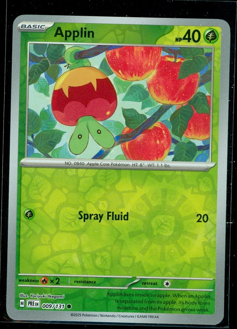 Pokemon APPLIN 009/131 Prismatic Evolutions  Rev Holo - MINT