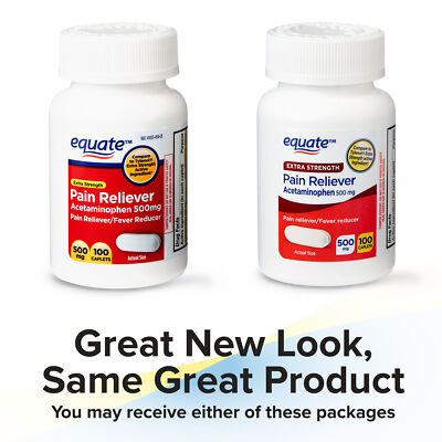 Equate Extra Strength Pain Relief Acetaminophen & Fever Reducer Caplet 100 Count