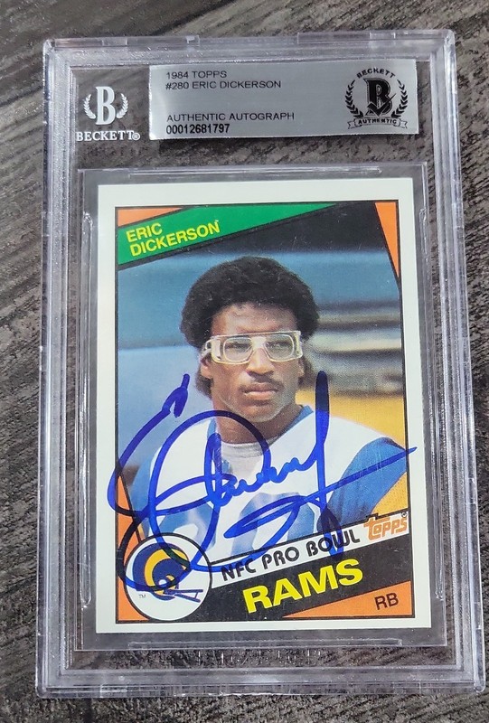1984 Topps Eric Dickerson Rookie #280 Beckett BAS Certified Autograph HOF RC