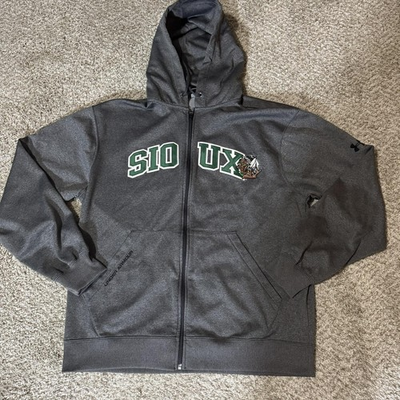 #ad North Dakota Fighting Sioux Hoodie Sweatshirt Mens Medium NCAA Hockey Full Zip $47.99