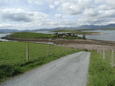 Photo 12x8 Road crossing Inishnakillew towards Inishcottle, Clew Bay Kilme c2017