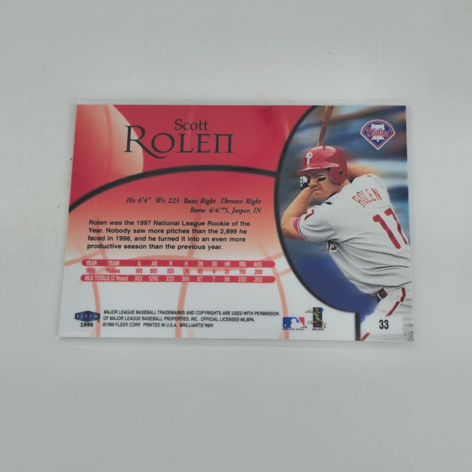 1999 Fleer Brilliants  #33 Scott Rolen Philadelphia Phillies - Image 2 of 2