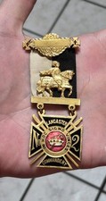 RARE EARLY 1900S LANCASTER OHIO MASONIC KNIGHTS TEMPLAR LARGE MEDAL BADGE PIN 
