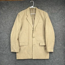 MOSA for Oaktree Blazer Mens Small Tan Linen Cotton Blend Two Button Jacket