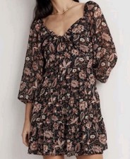MadewellAmalia Tiered Mini Dress In Pampas Blooms Size 6 Boho Cottagecore $148