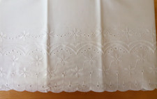 White Eyelet Lace Bedskirt Queen Size Embroidered 18" Drop Fits 59" x 80"