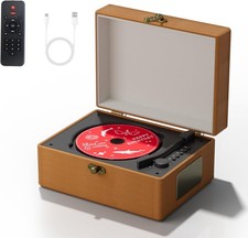 Rechargeable Leather CD Player with Speakers Bluetooth Transmitter BGM Player