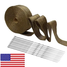 1 Roll Titanium Pipe Header Manifold Exhaust Heat Wrap Tape 10 Ties 2" X 50ft