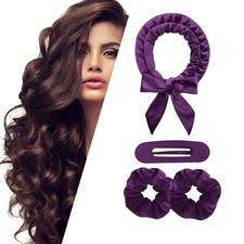 Heatless Hair Curler Silk Satin Ribbon Overnight No Heat Curls Wave Rod Set