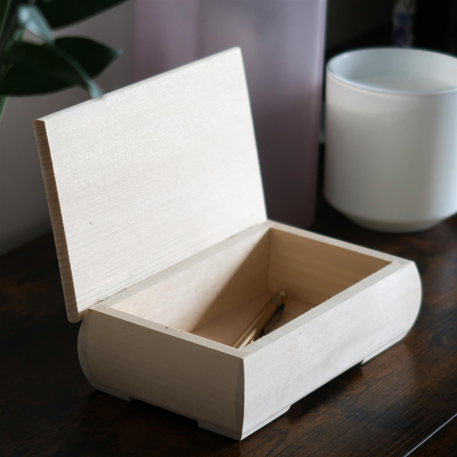 Cranked Ovoid Wooden Treasure Keepsake Box Classic Style Memory Trinket Chest