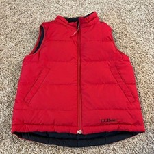 ll bean kids youth size 6/7 vest black red goose down reversible winter jacket