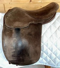 Flyde English Brown Suede Leather Straight Cut Pony Show Saddle - 15