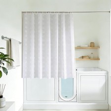 YISURE Extra Short Shower Curtain 102 Drop, White Textured Waterproof Small