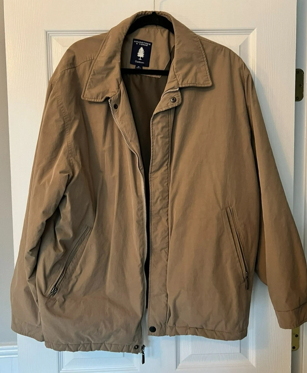 Roundtree & Yorke Outdoors Men’s XL Tan Khaki Jacket Lightweight Zip Coat - product detail image 1