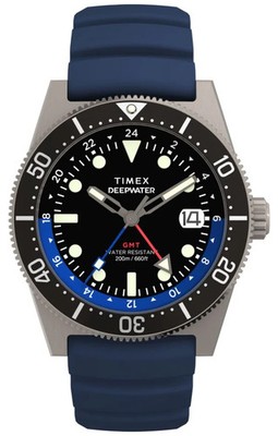 Timex Deepwater Reef 200 Gmt (41 Mm) Schwarzes Zifferblatt / Blaues TW2W75100