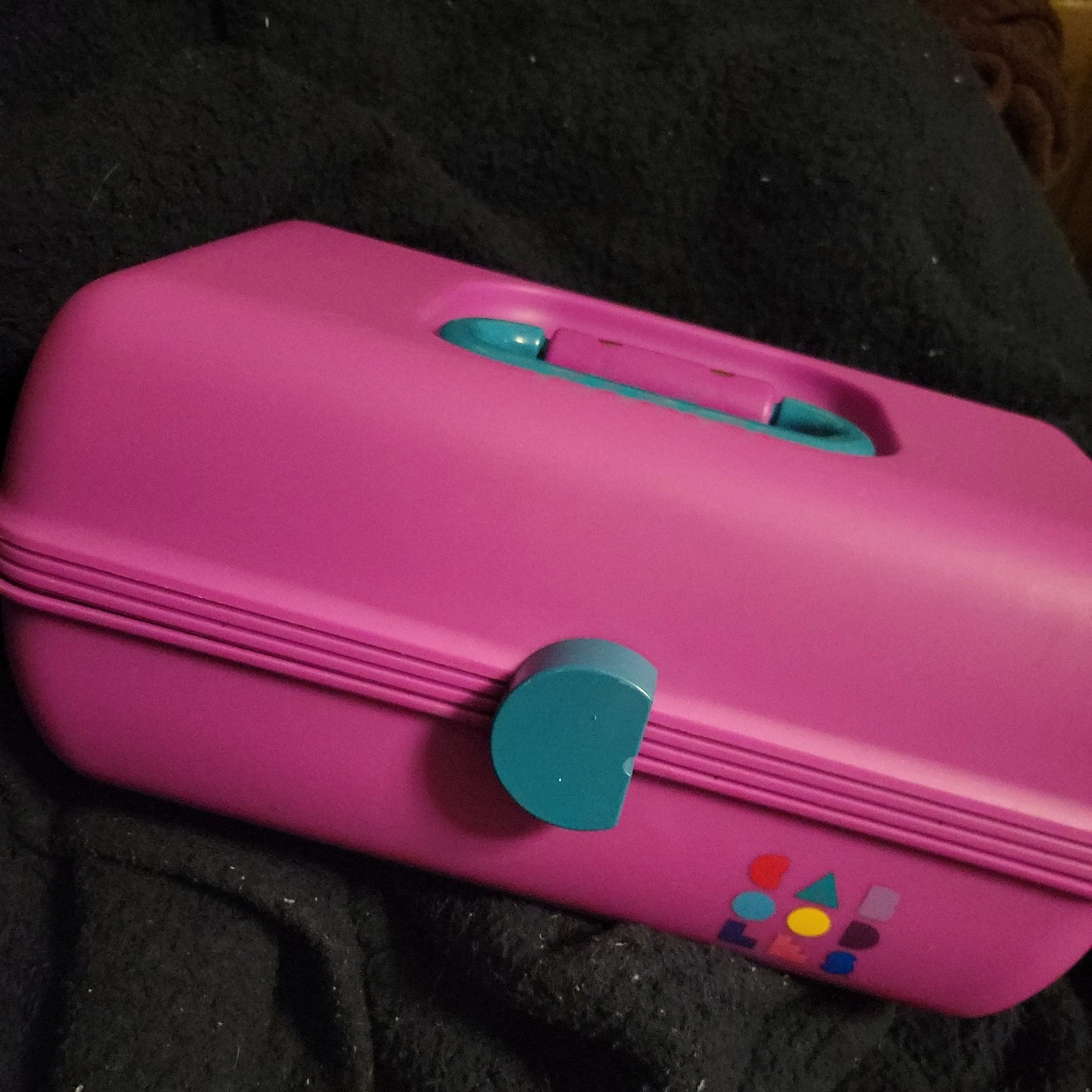 Vintage Caboodles Makeup Cosmetics Pageant Case organizer box Purple Teal 2622