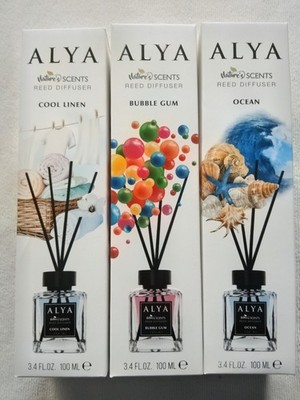 ALYA Nature's Scents Reed Diffuser 3-Pack 100mL Glass Cool Linen Ocean