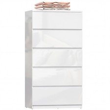 HOMCOM Bedroom Chest of Drawers, 5 Drawers Dresser, Drawer Unit, White