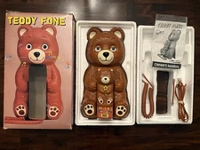 1986 Teddy Fone Landline Telephone Telemania Bear Phone Complete w Box & Manual