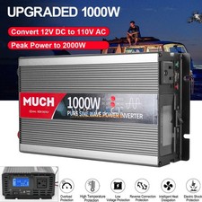 Car Power Inverters Portable DC 12V To AC 110V Converter 1000W Pure Sine Wave