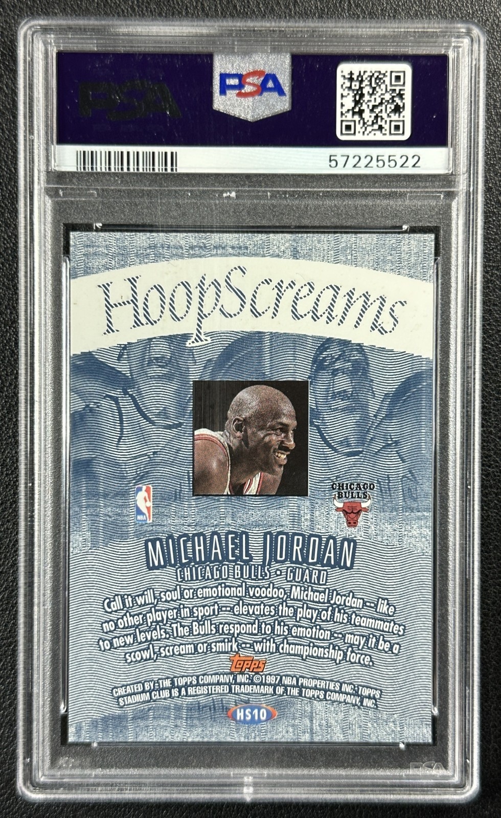 MICHAEL JORDAN PSA 9 1997-98 TOPPS STADIUM CLUB #HS10 HOOP SCREAMS BULLS 5522 view 2