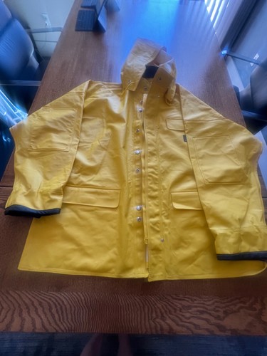 Carhartt Rain Jacket Heavy Duty Yellow PVC Large Excellent
