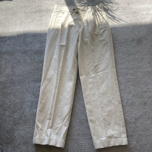 Vintage Dockers Linen Blend Pants Men 32x32 Pleated Trouser Office Beach 90s